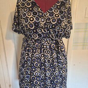 Funky Blue Dress with Cross-over Front